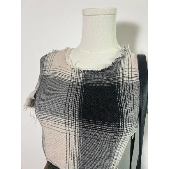 ZARA Plaid Patchwork Raw Hem Midi Dress Women Size S - Picture 2 of 7